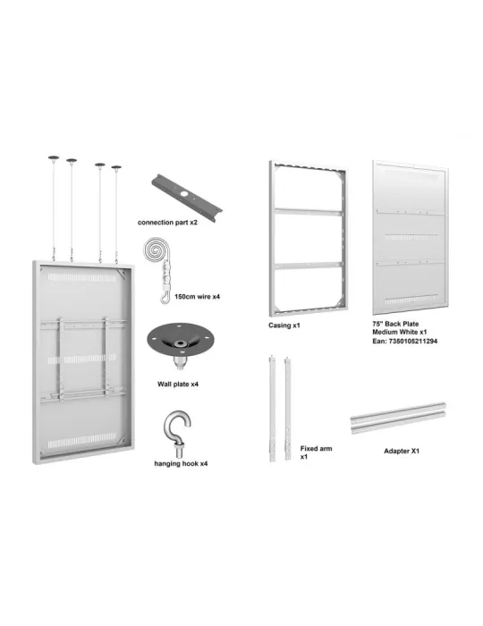 MULTIBRACKETS 3748 Gehäuse mit Schlingen Multibrackets Enclosure 75  Wire Medium White - 75  Bildschirm VESA Max 600x400 MULTI