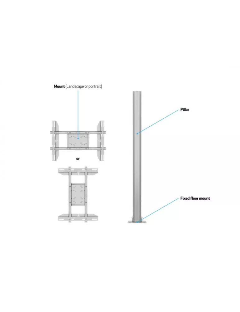 MULTIBRACKETS 2395 Soporte sol a fixer Multibrackets Display Stand 180 Single SIlver - écran 24 -65  VESA Max 700x400 MULTIBRA