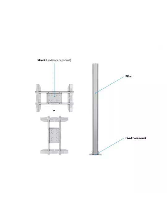 MULTIBRACKETS 2395 Support sol a fixer Multibrackets Display Stand 180 Single SIlver - écran 24 -65  VESA Max 700x400 MULTIBRA