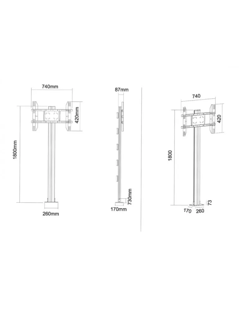 MULTIBRACKETS 2395 Support sol a fixer Multibrackets Display Stand 180 Single SIlver - écran 24"-65" VESA Max 700x400