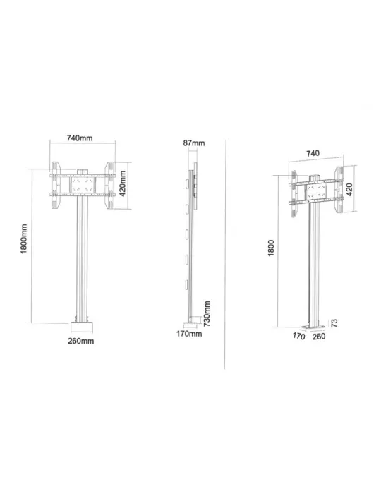 MULTIBRACKETS 2395 Support sol a fixer Multibrackets Display Stand 180 Single SIlver - écran 24 -65  VESA Max 700x400 MULTIBRA