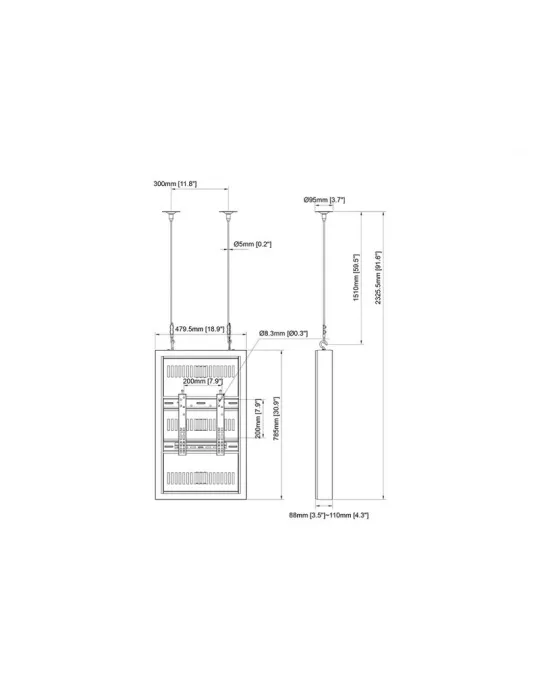 MULTIBRACKETS 3663 Caisson avec elingues Multibrackets Enclosure Wire Small White - écran 32" VESA Max 400x400