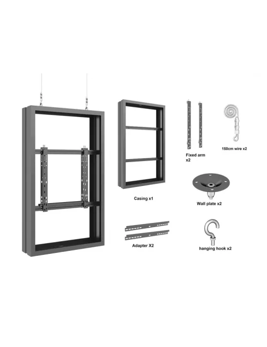 MULTIBRACKETS 3946 Caisson double avec élingues Multibrackets Enclosure 50  Wire Medium B2B Black - VESA Max 600x400 MULTIBRAC
