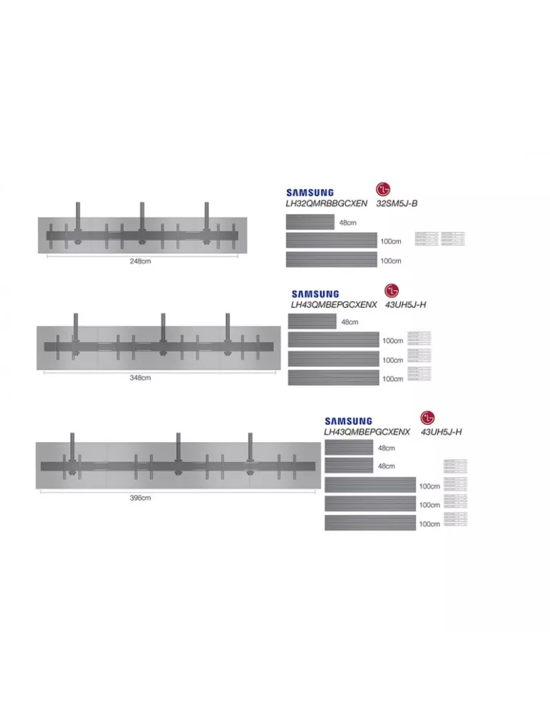 MULTIBRACKETS 6466 Support plafond Multibrackets Menu Board Mount Pro MBC4X1U - 4 écrans 32"-50" VESA Max 300x300