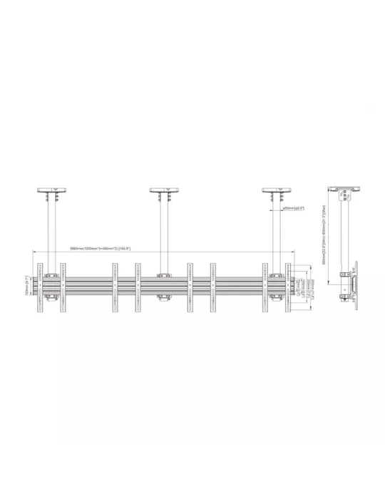 MULTIBRACKETS 6466 Multibrackets Menu Board Mount Pro MBC4X1U - 4 screens 32 -50  VESA Max 300x300 MULTIBRACKETS MUL6466 | Mus