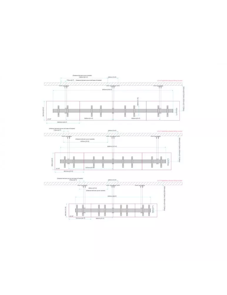MULTIBRACKETS 6466 Multibrackets Menu Board Mount Pro MBC4X1U - 4 screens 32 -50  VESA Max 300x300 MULTIBRACKETS MUL6466 | Mus