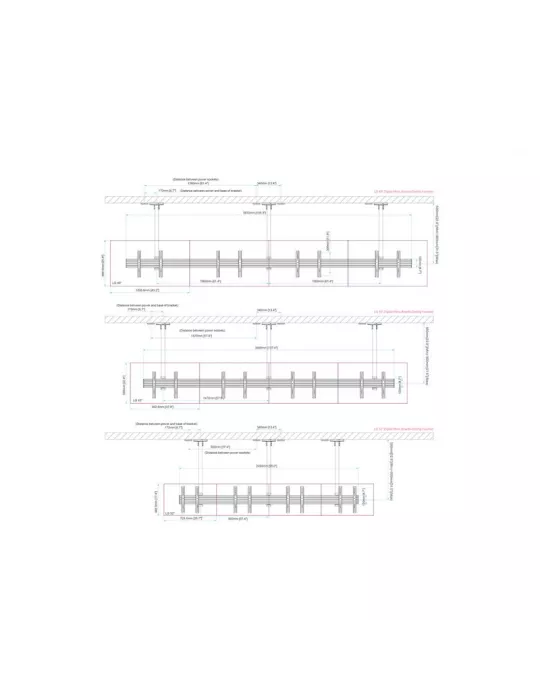 MULTIBRACKETS 6466 Deckenhalterung Multibrackets Menu Board Mount Pro MBC4X1U - 4 Bildschirme 32 -50  VESA Max 300x300 MULTIBR