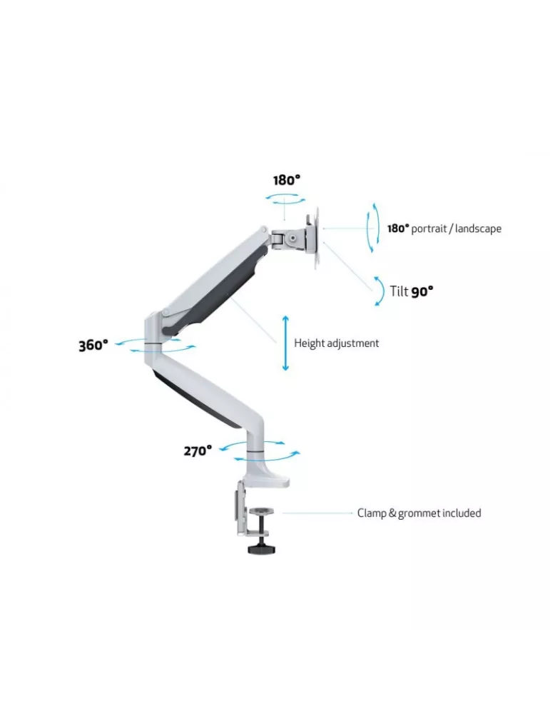 MULTIBRACKETS 7079 Articulated table stand Multibrackets Deskmount Gas Spring Single White - 15  - 30  screen VESA Max 100x100