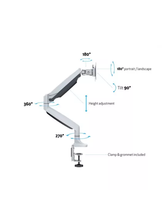 MULTIBRACKETS 7079 Articulated table stand Multibrackets Deskmount Gas Spring Single White - 15  - 30  screen VESA Max 100x100