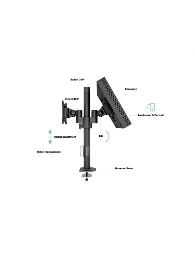 MULTIBRACKETS 2802 Caisson Multibrackets Deskmount Dual B2B   Enclosure for Samsung screen QB13R   QB13R-T - 13  screen VESA M