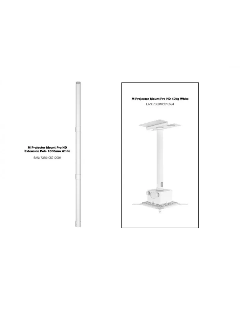 MULTIBRACKETS 2352 Extension poles for Multibrackets Pro HD projector ceiling mount, white - Extension poles 3 x 500 mm MULTIB
