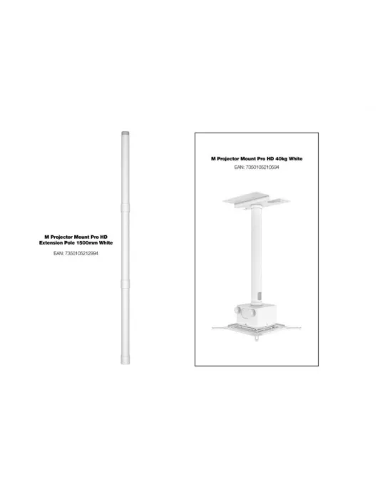 MULTIBRACKETS 2352 Rallonges pour support plafond videoprojecteur Multibrackets Pro HD Blanc - Poteaux d'extension 3 x 500 mm