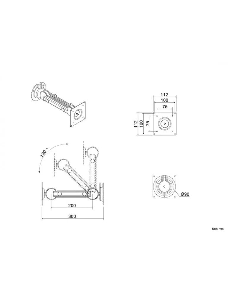 MULTIBRACKETS 2673 Support mural inclinable Multibrackets VESA Monitor/Tablet Arm 75/100 - écran de 7" - 32" VESA Max 100x100