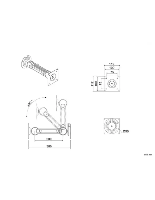 MULTIBRACKETS 2673 Support mural inclinable Multibrackets VESA Monitor/Tablet Arm 75/100 - écran de 7" - 32" VESA Max 100x100
