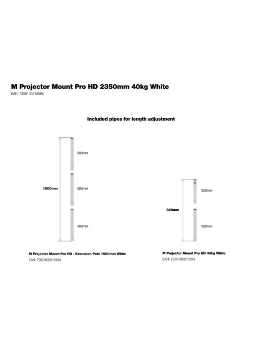 MULTIBRACKETS 3595 Ceiling mount Videoprojector Pro HD 2350mm 40kg White MULTIBRACKETS MUL3595 | MusicGoodDeal
