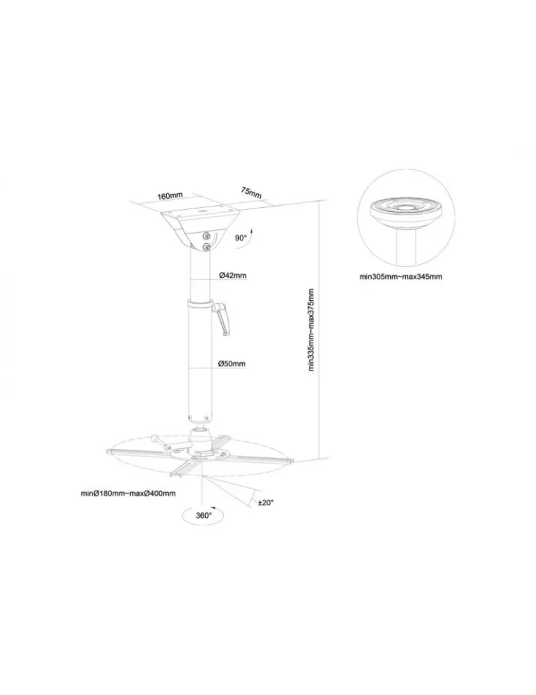 MULTIBRACKETS 5211 Ceiling mount white projector mount HD 305-345mm Ref  MULTIBRACKETS MUL5211 | MusicGoodDeal
