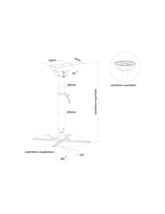 MULTIBRACKETS 5211 Ceiling mount white projector mount HD 305-345mm Ref  MULTIBRACKETS MUL5211 | MusicGoodDeal