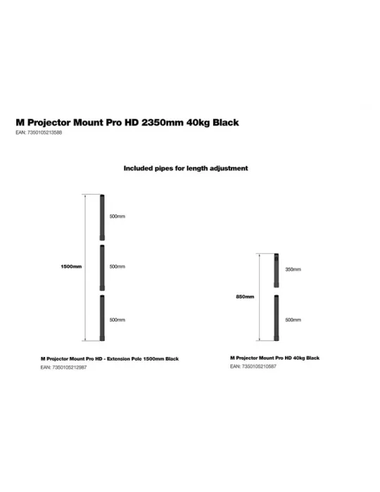 MULTIBRACKETS 3588 Support plafond Videoprojecteur  Pro HD 2350mm 40kg Noir