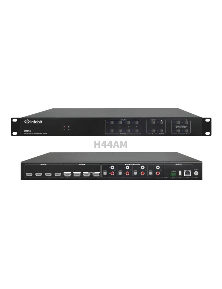 INFOBIT IMATRIXH44AM Matrice switcher  iMatrix H44AM 4x HDMI In / 4x (HDMI  Audio)Out UHD