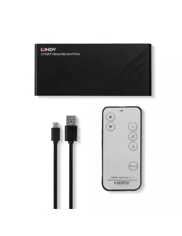 LINDY 38232 - 18G 3-Port HDMI Switch - schaltet 3 4K 60 Quellen auf 1 Bildschirm um LINDY LIN38232 | MusicGoodDeal 2
