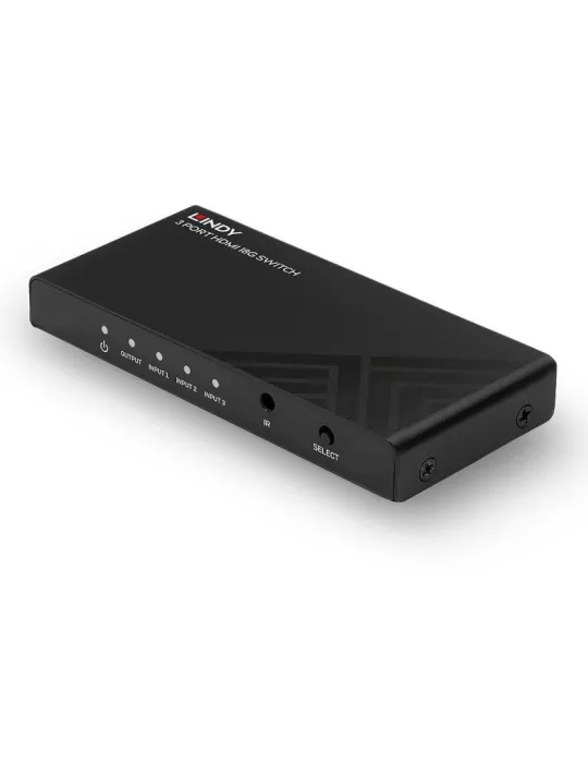 LINDY 38232 - Conmutador HDMI de 3 puertos 18G - Conmuta 3 fuentes 4K 60 a 1 pantalla LINDY LIN38232 | MusicGoodDeal