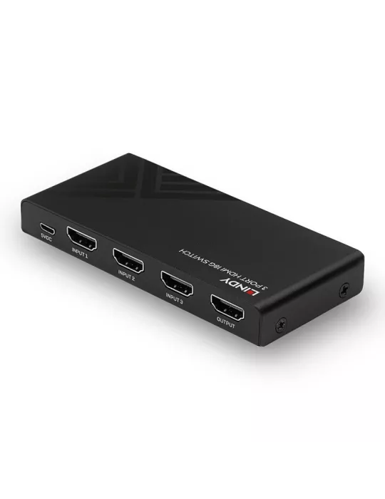 LINDY 38232 - Conmutador HDMI de 3 puertos 18G - Conmuta 3 fuentes 4K 60 a 1 pantalla LINDY LIN38232 | MusicGoodDeal