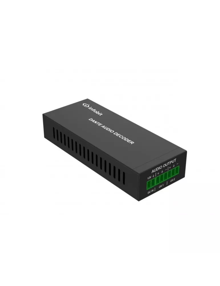 INFOBIT DPR22 Analog Audio Receiver Decoder DANTE - iTrans DP-R-22 with POE and Phoenix port INFOBIT INFDPR22 | MusicGoodDeal
