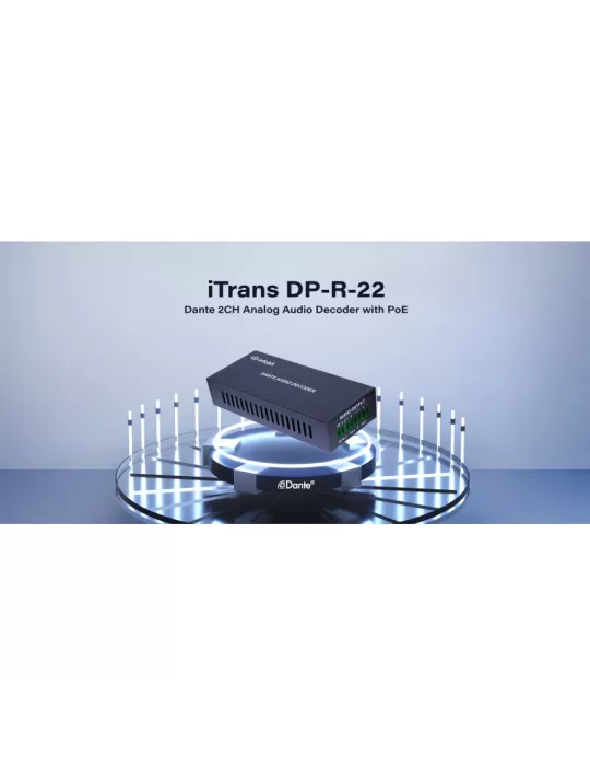 INFOBIT DPR22 Receptor Decodificador de audio analógico DANTE - iTrans DP-R-22 con POE y puerto Phoenix INFOBIT INFDPR22 | Mus