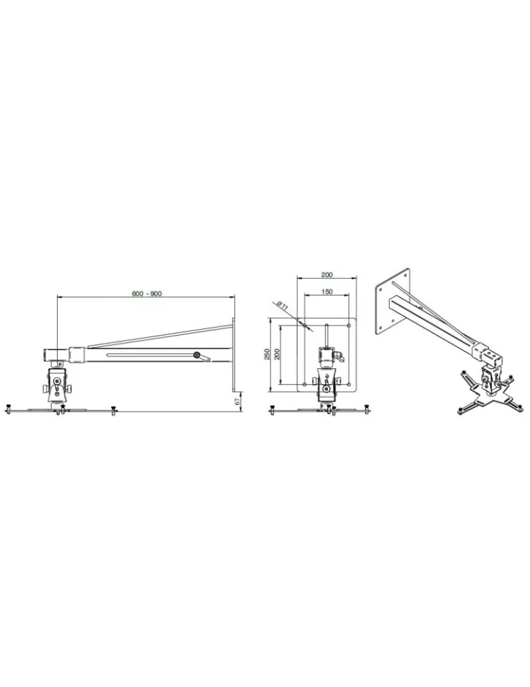 EUROMET 15463 Winkel Wandhalterung Videoprojektor ARAKNO WALL Weiß verstellbar 60-90cm max. Belastung 45 kg EUROMET EUR15463 |