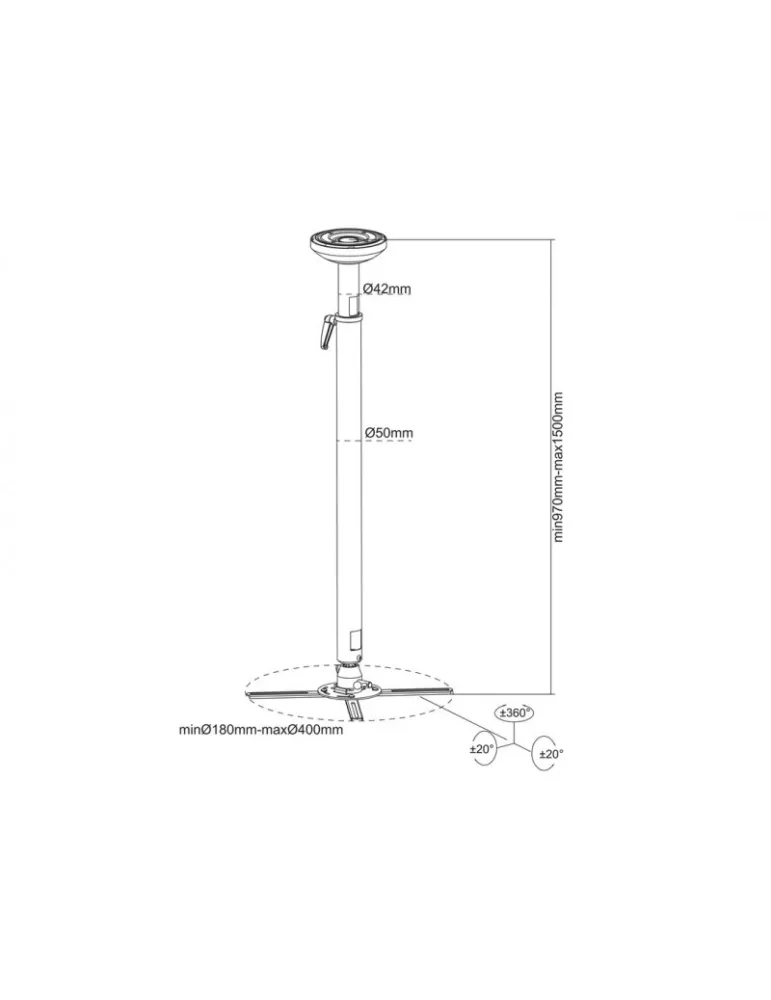MULTIBRACKETS 5235 Support plafond blanc  projector mount HD 970-1500mm Réf :