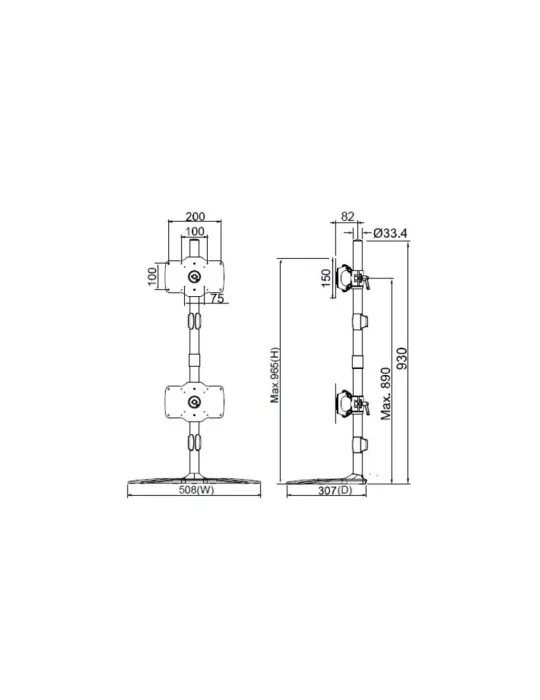 MULTIBRACKETS 7402 Soporte de extensión de mesa giratorio Multibrackets VESA Kit de expansión de soporte único de sobremesa -