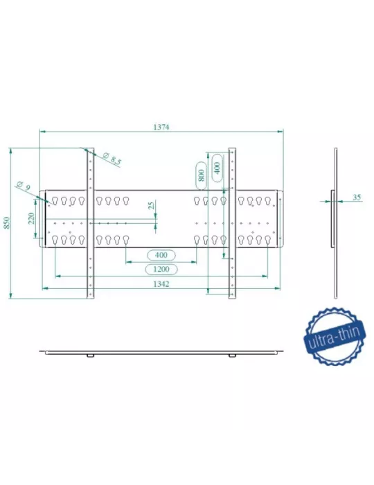 EUROMET 12100 Fixed wall mount FIX XXL Euromet VESA 1200x800 max EUROMET EUR12100 | MusicGoodDeal
