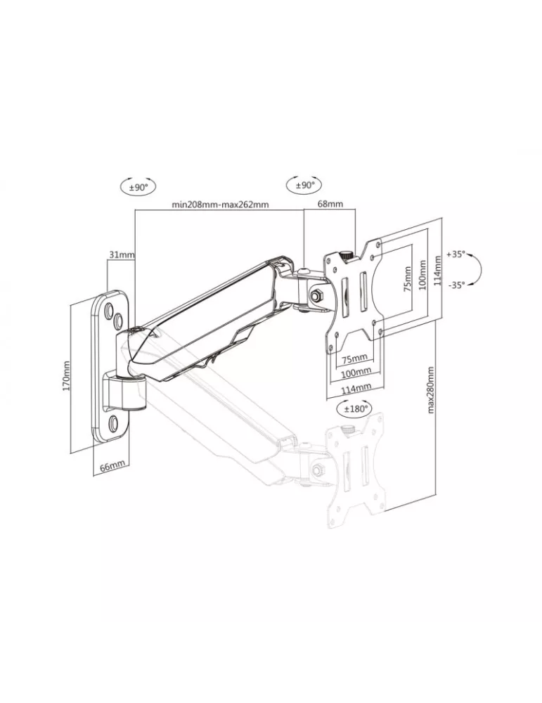 MULTIBRACKETS 0013 Soporte mural articulado Multibrackets Monitorormount Wall Basic Single - écran de 17  - 32  VESA Max 100x1