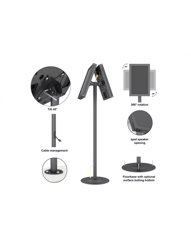MULTIBRACKETS 3069 Soporte de suelo Multibrackets Serie M Pro Single Pole Floorbase B2B - 2 pantallas 7 -30  VESA Max 100x100