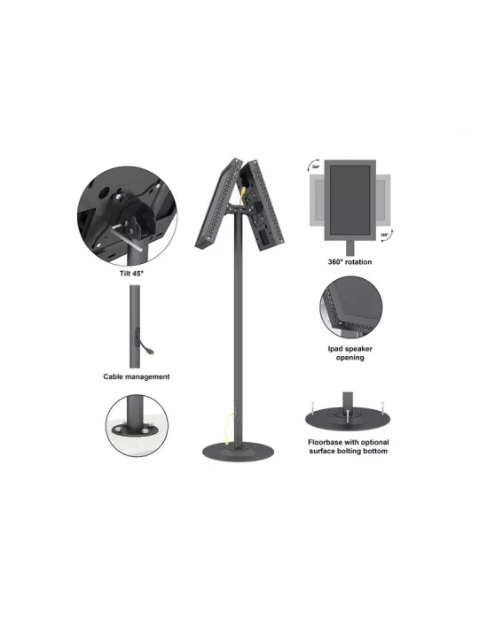 MULTIBRACKETS 3069 Bodenständer Multibrackets Serie M Pro Single Pole Floorbase B2B - 2 Bildschirme 7 -30  VESA Max 100x100 MU