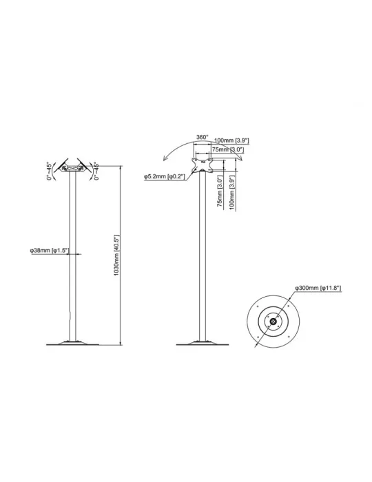 MULTIBRACKETS 3069 Bodenständer Multibrackets Serie M Pro Single Pole Floorbase B2B - 2 Bildschirme 7 -30  VESA Max 100x100 MU