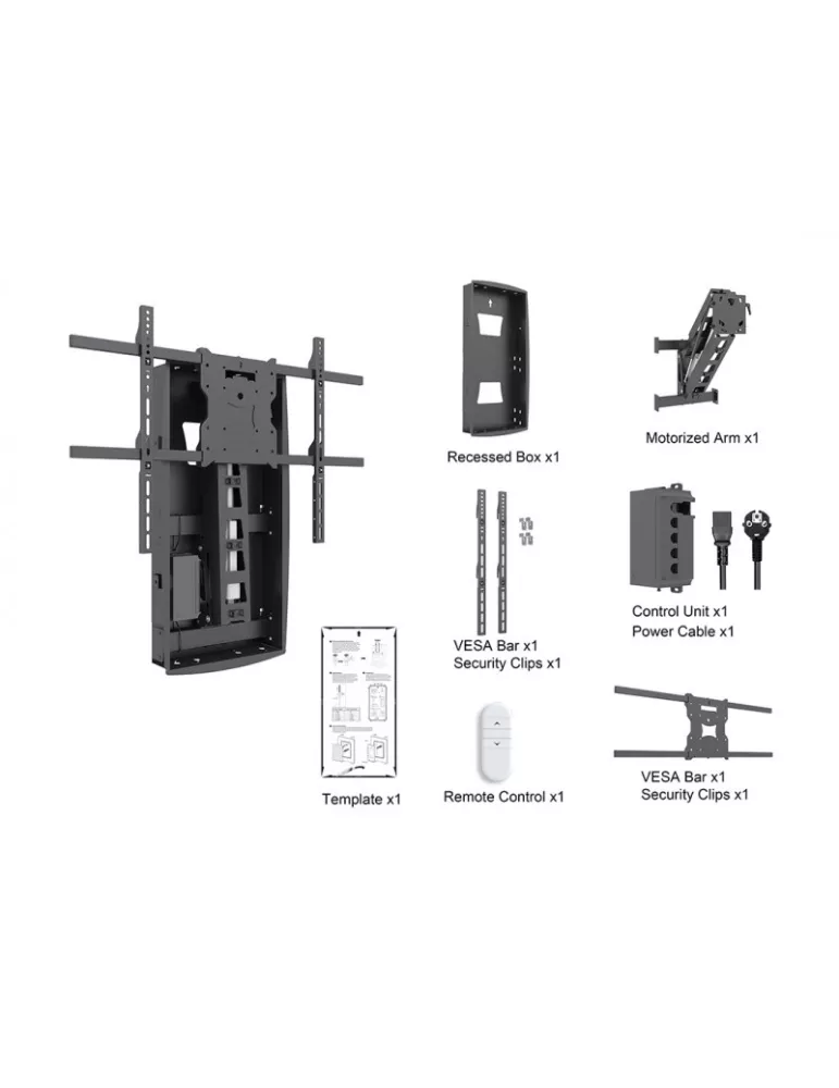 MULTIBRACKETS 5926 Support mural motorisé Multibrackets Motorized Recessed Pull Down Full Motion Flexarm - screen 32 -86  VESA