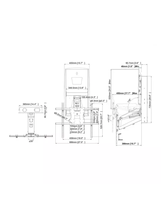 MULTIBRACKETS 5926 Support mural motorisé Multibrackets Motorized Recessed Pull Down Full Motion Flexarm - screen 32 -86  VESA