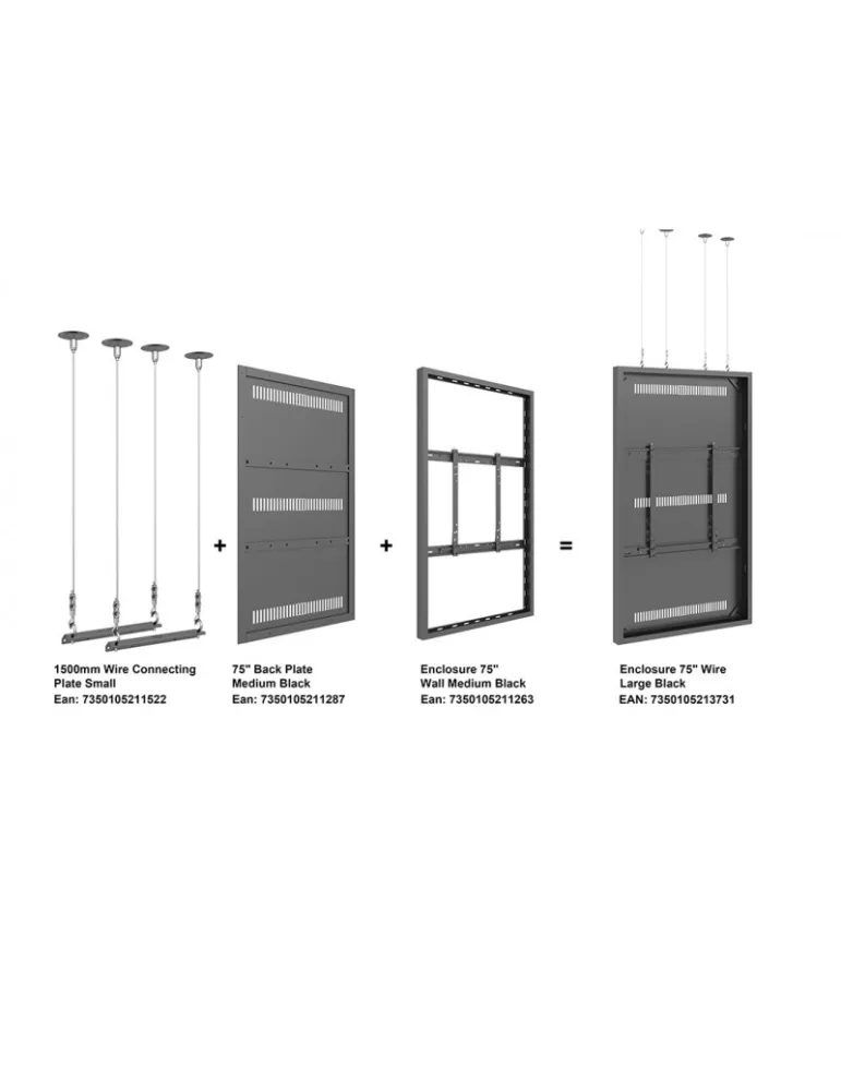 MULTIBRACKETS 3731 Caisson avec Elingues Multibrackets Enclosure 75" Wire Medium Black - écran 75" VESA Max 600x400
