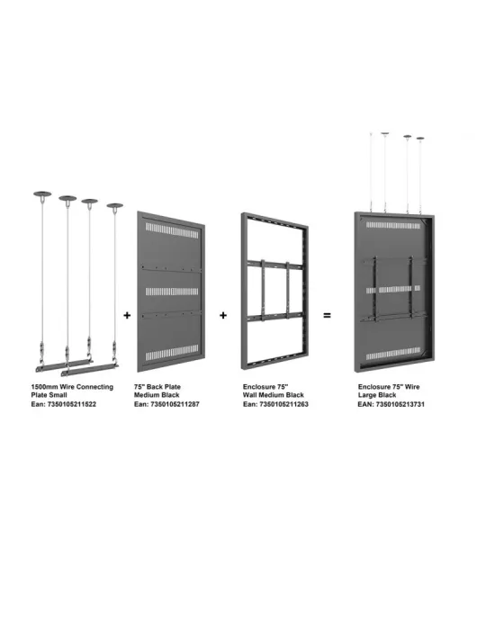 MULTIBRACKETS 3731 Caisson avec Elingues Multibrackets Enclosure 75" Wire Medium Black - écran 75" VESA Max 600x400