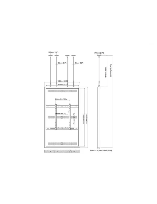 MULTIBRACKETS 3731 Caisson avec Elingues Multibrackets Enclosure 75" Wire Medium Black - écran 75" VESA Max 600x400