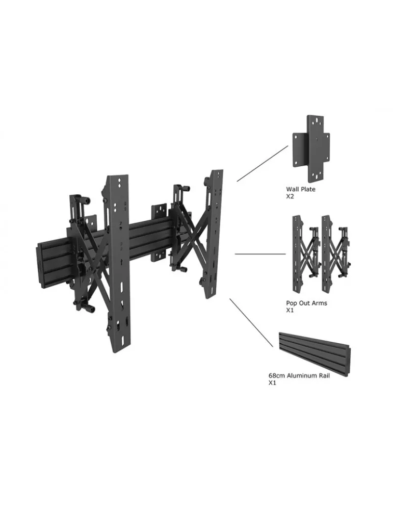 MULTIBRACKETS 4115 Videowall Push-Pull Wallmount Pro MBW1U REF  MULTIBRACKETS MUL4115 | MusicGoodDeal