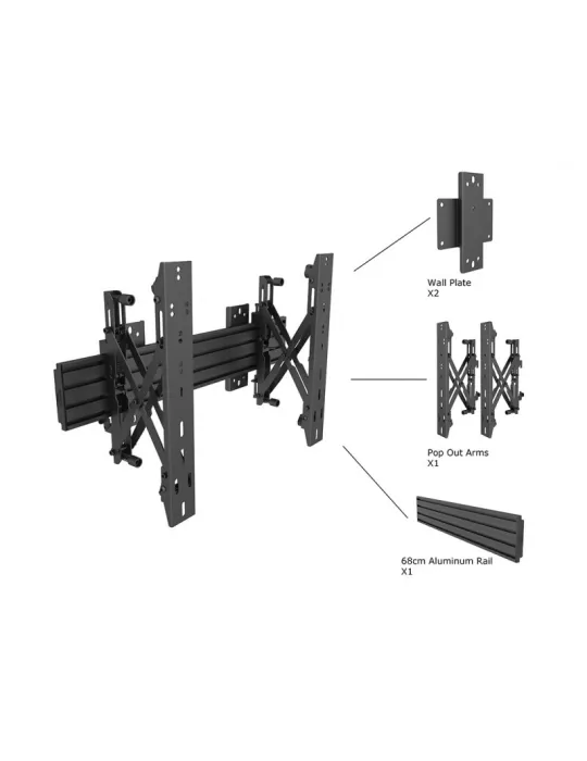 MULTIBRACKETS 4115 Videowall Push-Pull Wallmount Pro MBW1U REF  MULTIBRACKETS MUL4115 | MusicGoodDeal
