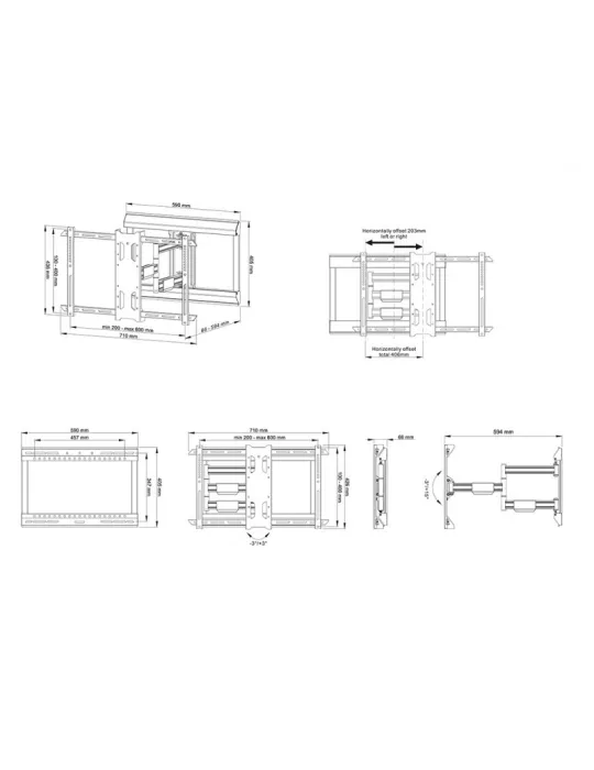 MULTIBRACKETS 2857 Articulated wall mount Multibrackets FlexArm Pro Single HD Offset for screens 40 -75  - Weight 50kg Vesa 60