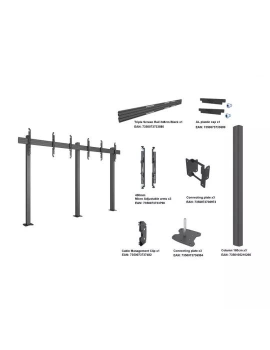 MULTIBRACKETS 3427 Soporte de suelo para videowall Multibrackets Columna de montaje flotante Pro 3x1 MBFM3x1U 180 - 3 pantalla