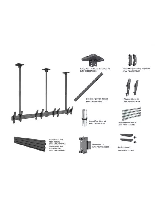 MULTIBRACKETS 6053 Deckenhalterung Multibrackets Ceiling Mount Pro MBC4X1U - 4 Bildschirme 32 -50  VESA Max 300x300 MULTIBRACK