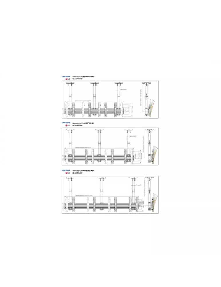 MULTIBRACKETS 6053 Support plafond Multibrackets Ceiling Mount Pro MBC4X1U - 4 screens 32 -50  VESA Max 300x300 MULTIBRACKETS