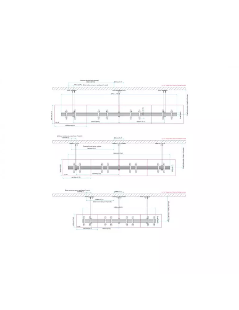 MULTIBRACKETS 6053 Support plafond Multibrackets Ceiling Mount Pro MBC4X1U - 4 screens 32 -50  VESA Max 300x300 MULTIBRACKETS