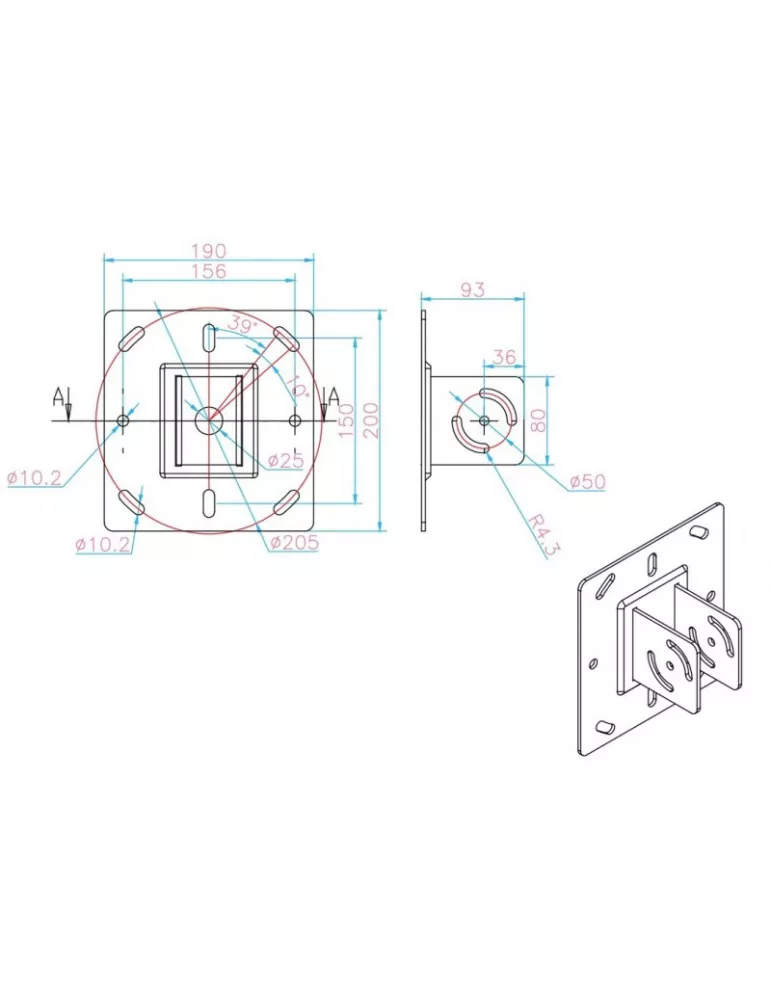MULTIBRACKETS 7864 Soporte de techo ajustable Multibrackets MBC4X4U Soporte de techo Pro - 16 pantallas 32 -65  VESA Max 600x4