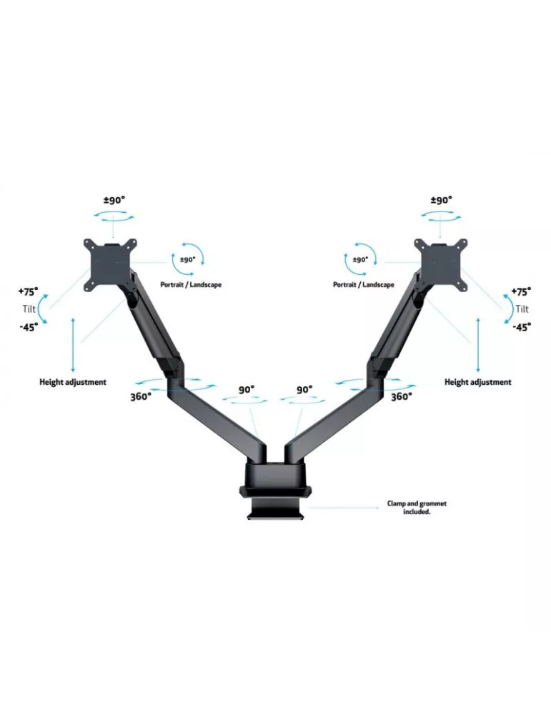 MULTIBRACKETS 4207 Support de table articulé Multibrackets Gas Lift Arm Dual Side by Side HD - 2 écrans 15 -32  Charge 21Kg Ve